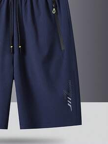 Short deportivo de malla transpirable y corte holgado para hombre de talla grande, con estilo boyfriend, para verano - Azul - Ver 4