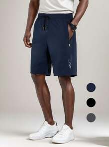 Short deportivo de malla transpirable y corte holgado para hombre de talla grande, con estilo boyfriend, para verano - Azul - Ver 1