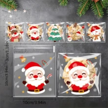 100 túi đựng thực phẩm tự dán Giáng sinh có thiết kế hoạt hình ngày lễ, thích hợp làm quà tặng ngày lễ, hoàn hảo cho đám cưới, tiệc cô dâu, sinh nhật, tốt nghiệp, lễ rước lễ - Nhiều màu - Xem 2