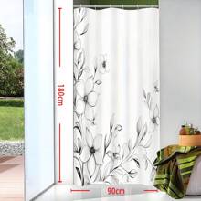 Floral Shower Curtain - Stunning Black And White Modern Flower Design, Water-Resistant And Machine Washable Polyester Fabric, Grommet Top, Unlined Woven Bath Curtain For Bathroom Decor With 12 Hooks Summer Bathroom Accessories Back To School