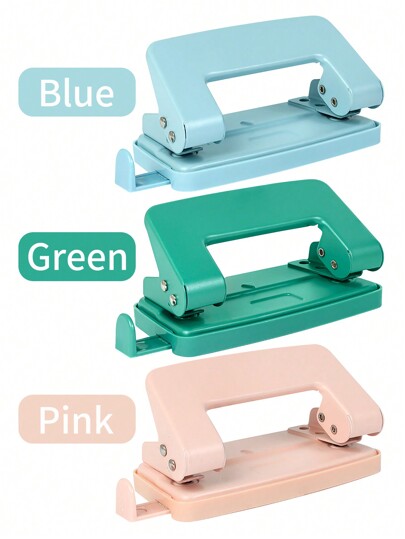 1 peça de furador duplo, furador de papel, furador de mesa, furador manual de dois furos para fichários, furador portátil para escritório e estudantes