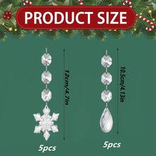 10/20/30 件圣诞树水晶装饰冬季雪花圣诞冰柱滴饰吊灯吊坠珠子适用于圣诞节冬季新年婚礼派对装饰 - 彩色 - 查看 9