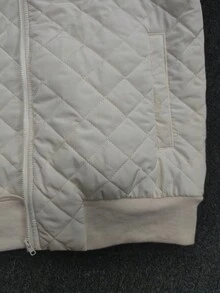 Leichte Damen Bomberjacke Steppjacke Gesteppt Mantel Herbst Winddicht Warm Reißverschluss mit Tasche Stehkragen Oberbekleidung für Herbst Damenbekleidung