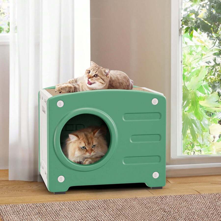 Large Resin Cat Litter Box With Covered, Easy To Clean, MultiLevel