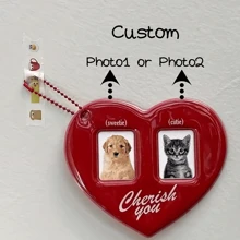 1 pieza de álbum de fotos colgante con forma de corazón de plástico negro o rojo, con ranuras dobles para fotos de 1 pulgada y cadena colgante para recuerdos de parejas y mascotas, funda de PVC para tarjetas, regalo para la novia, decoración de bolso