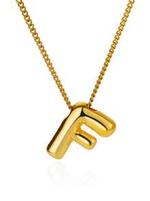 1 件女士粗款首字母项链金色不锈钢 A-Z 字母项链婚礼圣诞派对珠宝礼物 - 金黃色 - 查看 11