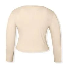 Elengatine Plus Size Basic Solid Color Crew Neck Tee,Long Sleeve Underscrubs Layer T Shirts, Basic Daily Women's Wear - 米色 - 查看 3