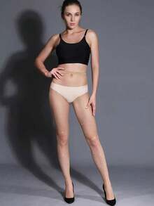 Medias de Red con Brillos y Diamantes de Cintura Alta para Mujer | Medias de rejilla para mujer - Beis - Ver 9