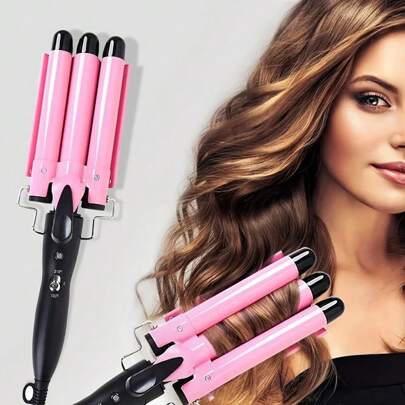 3 Barrels Ceramic Curling Iron, Adjustable Temperature, 25mm Barrel, Suitable For Short & Long Hair, Fast Heating, Creates Long-Lasting Beach Waves, Gift For Women, Mother's Day Gift