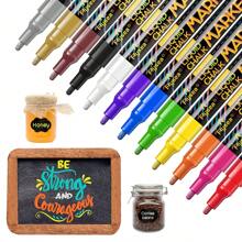 12 Colors Liquid Chalk Markers, Dry Erase And Window Markers Suitable For All Non-Porous Surfaces, Great For Restaurant Menu Boards, Coffee Boards, Chalkboards, Whiteboards, Blackboards, LED Writing Boards, Window Signs, Car Windows, Kids Art, School Work, Food Containers, Glass, Ceramic Mugs, Etc.,School Supplies,Back To School