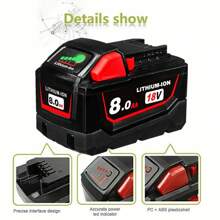 Paquete de 6 baterías de 18 V y 8,0 Ah para reemplazar todas las herramientas eléctricas inalámbricas Milwaukee M18 de 8000 mAh, batería de iones de litio compatible con las herramientas y el cargador de batería Milwaukee M18 48-11-1850 48-11-1852 48-11-1850R 48-11-1840 48-11-1828 48-11-1820 M18 M18B