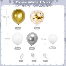 Bộ 105 vòng hoa bóng bay bạch kim hình vòm, thích hợp cho sinh nhật, đám cưới, họp mặt gia đình, tiết lộ giới tính, họp mặt tiệc theo chủ đề, trang trí tiệc và trang trí nhà cửa, được trang bị dây bóng bay, chấm dính và ruy băng - Nhiều màu - Xem 11