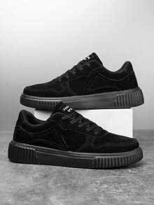 Giày đế bằng chống trượt thoải mái và thoáng khí dành cho nam, giày thể thao buộc dây thời trang hàng ngày và giày thể thao - màu đen - Xem 4