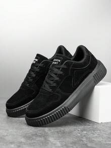 Giày đế bằng chống trượt thoải mái và thoáng khí dành cho nam, giày thể thao buộc dây thời trang hàng ngày và giày thể thao - màu đen - Xem 5