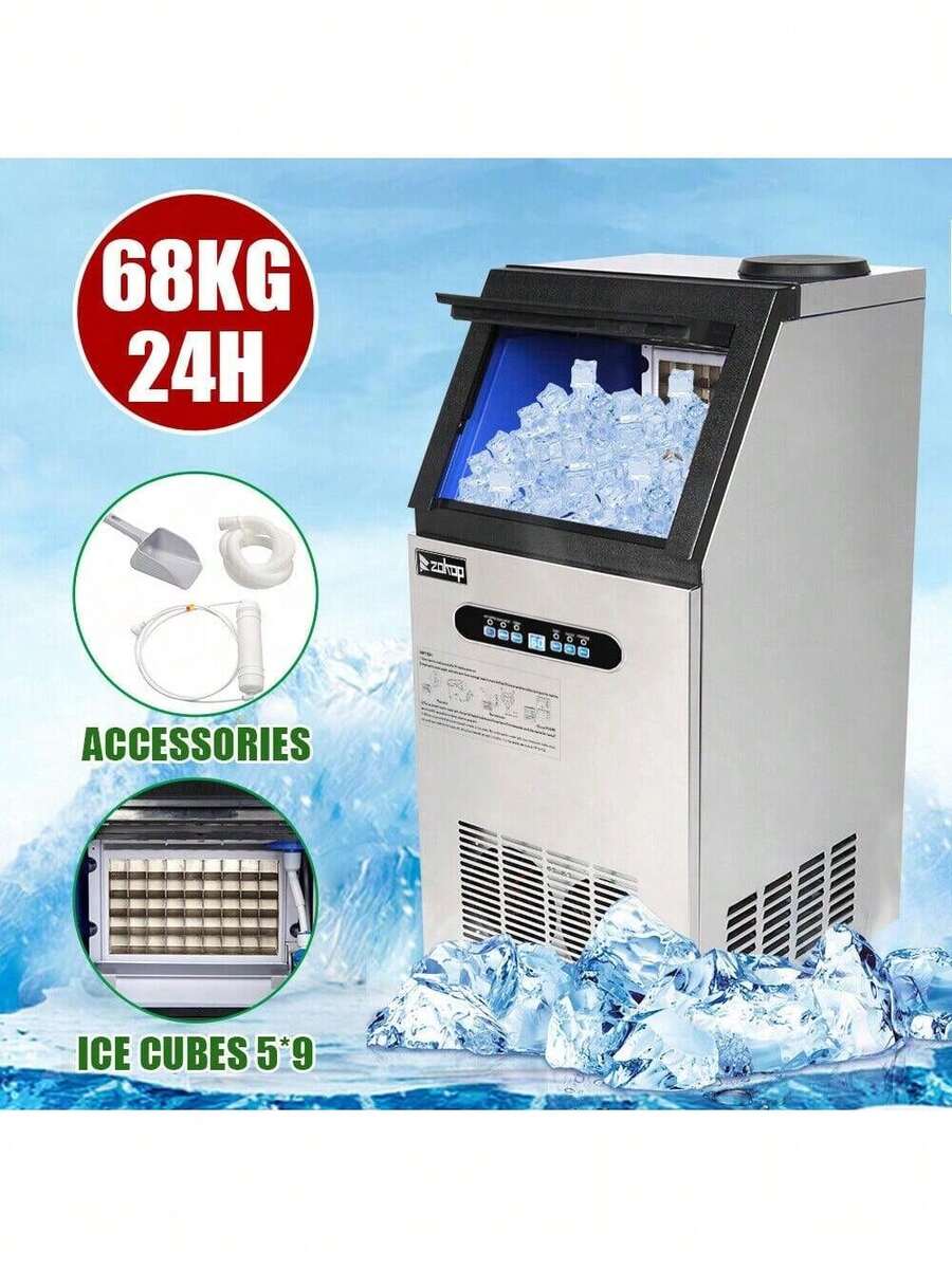 New 150 Lbs 24h Commercial Ice Cube Maker Machines Freezers Drink Bar