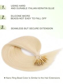 12-22 Inch Nano Ring Real Human Hair Extensions, Smooth Straight Remy Human Hair, Nano Tip Hair Extensions, For Women - S613 - View 8