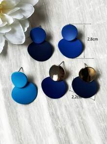 Fashion Geometric Earrings, Lightweight Luxury Style Rubber Painted Ear Studs, Multi-Color Earrings For Women - Wafer - View 5
