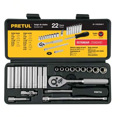 Juego de 22 herramientas 1/4" std para mecánico, Pretul 23981