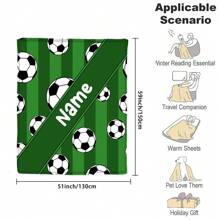 1pc Pătură personalizată cu nume, pătură de flanel cu tematică fotbal, pătură caldă moale și confortabilă, pătură pentru ocazii memorabile, cadou de aniversare, cadou de Crăciun, cadou pentru familie și prieteni, potrivită pentru dormitor, birou, pat, canapea, fotoliu, pentru somn, camping, călătorie, moale, confortabil, simplu, personalizat, personalizat, unic, el, ea, iubit, prietena, prietena, prietena, pentru familie Zile de naștere, Pentru inaugurarea casei, Pat, Mașină, Dormitor, Ceainărie, Sufragerie, Canapea