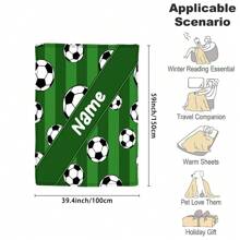 1pc Pătură personalizată cu nume, pătură de flanel cu tematică fotbal, pătură caldă moale și confortabilă, pătură pentru ocazii memorabile, cadou de aniversare, cadou de Crăciun, cadou pentru familie și prieteni, potrivită pentru dormitor, birou, pat, canapea, fotoliu, pentru somn, camping, călătorie, moale, confortabil, simplu, personalizat, personalizat, unic, el, ea, iubit, prietena, prietena, prietena, pentru familie Zile de naștere, Pentru inaugurarea casei, Pat, Mașină, Dormitor, Ceainărie, Sufragerie, Canapea