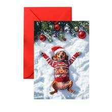 1pc/2pcs Adorable Dachshund Dog Christmas Themed Cards, Birthday Cards, Greeting Cards, Perfect As Christmas/Birthday Gift, Gifts For Dog Lovers, Personalized Christmas Gifts, Suitable For Family, Friends, Brothers, Sisters