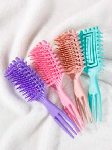 WANMEI 1支湿发造型梳，卷发按摩梳，方形梳子，适用于黑发，三齿螺旋设计，减少拉扯头发和卷发分离，男女通用造型工具 - 彩色 - 查看 4