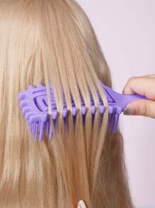 WANMEI 1支湿发造型梳，卷发按摩梳，方形梳子，适用于黑发，三齿螺旋设计，减少拉扯头发和卷发分离，男女通用造型工具 - 彩色 - 查看 10