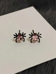 1 Pair Halloween 3D Black Spider Stud Earrings, Suitable For Daily Wear For Women, Gift For Parents And Friends - 彩色 - 查看 3