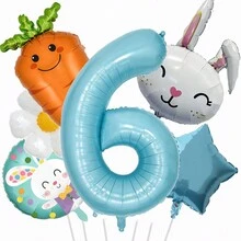 浅蓝色编号 1-9 兔子和胡萝卜感恩节派对用品，适合生日聚会的室内和室外装饰 - 彩色 - 查看 12