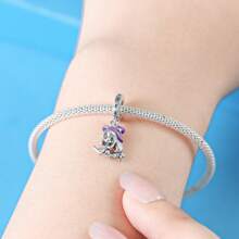 PANPOKI 1 Pieza Colgante de Plata de Ley S925 con Chica Mágica Morada, Perla Original para Brazalete o Collar DIY, Joyería Fina como Regalo de Cumpleaños, Fiesta de Halloween o para Mujer - Morado - Ver 3