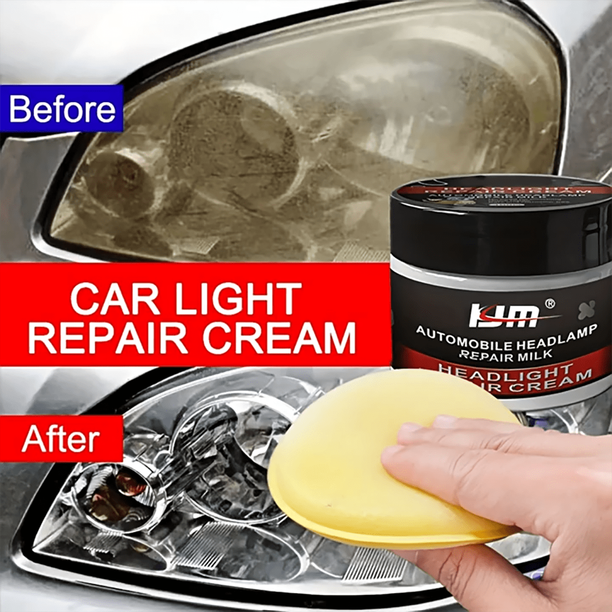 Car Headlight Restoration Kit Deep Cleaning Compound, Scratch Repair