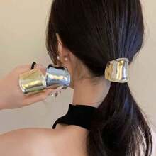 1pc Solid Color Casual Elegant Sophisticated Copper Alloy Casual Hair Scrunchie Elastic Hair Tie, Suitable For All Seasons Hair Ties Ponytail Holders Hair Elastics Hair Rubber Bands Scrunchies Hair Rope