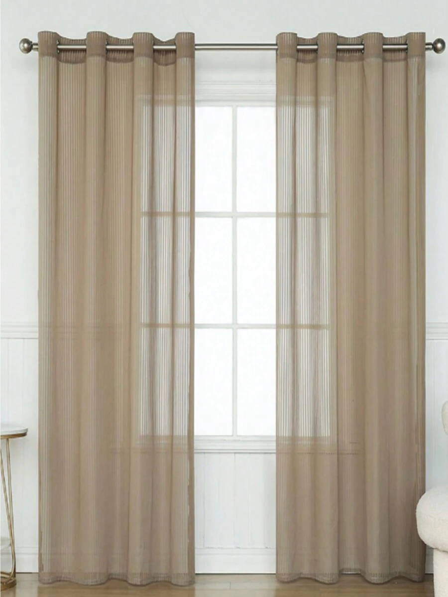 Rèm Sheer một tấm chắc chắn - Cà phê nâu - Xem 1