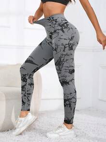 女士罗纹提臀运动瑜伽裤 - 灰色 - 查看 5