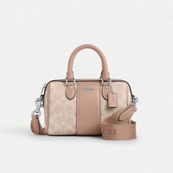 Coach Bolso de mano Rowan 18 con asa superior, bolso bandolera y embrague para mujer, bolso de hombro con cierre de cremallera, bolso de Boston con correa desmontable