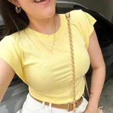 Women's Japanese Sleeve Muscle Tee Striped Elegant Summer Blouse - Màu be - Xem 6