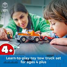 LEGO Bộ lắp ráp xe kéo và sửa chữa xe thể thao thành phố, ý tưởng quà tặng cho trẻ em với 2 nhân vật nhỏ và phụ kiện bao gồm cả ốc tai điện tử, đồ chơi xe kéo giả vờ cho bé trai và bé gái từ 4 tuổi trở lên, 60435 - 60435 - Xem 3