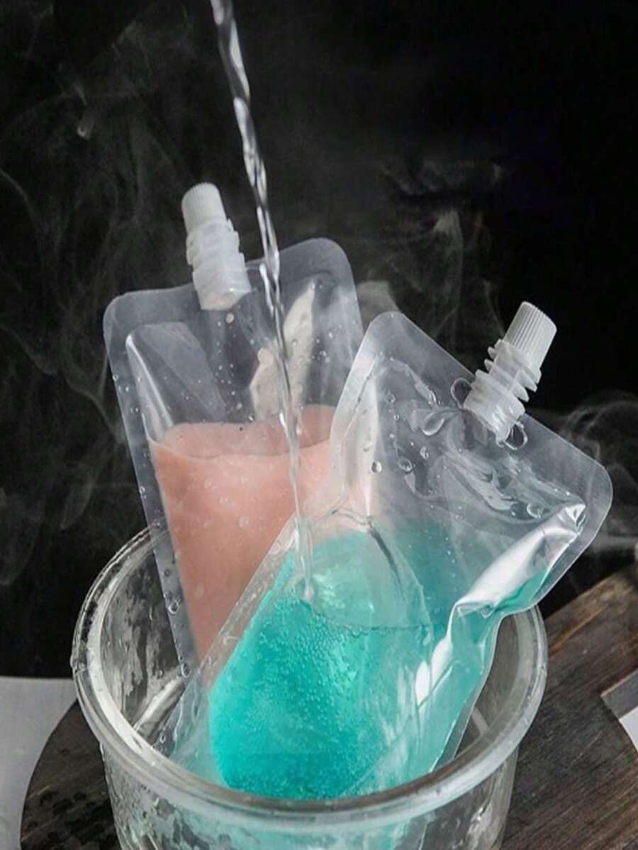 1pc Reusable Plastic Drink Bag, Water Bottle Pouch, Clear Plastic Bag