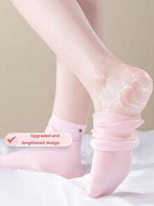1 对（升级长版）精油足膜，保湿软化干裂足部护理，保湿脚跟凝胶腿套 - 淺粉色 - 查看 3