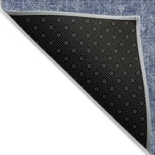 HomeRoots 5' X 8' Navy Blue Geometric Washable Non Skid Indoor Outdoor Area Rug