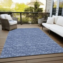 HomeRoots 5' X 8' Navy Blue Geometric Washable Non Skid Indoor Outdoor Area Rug