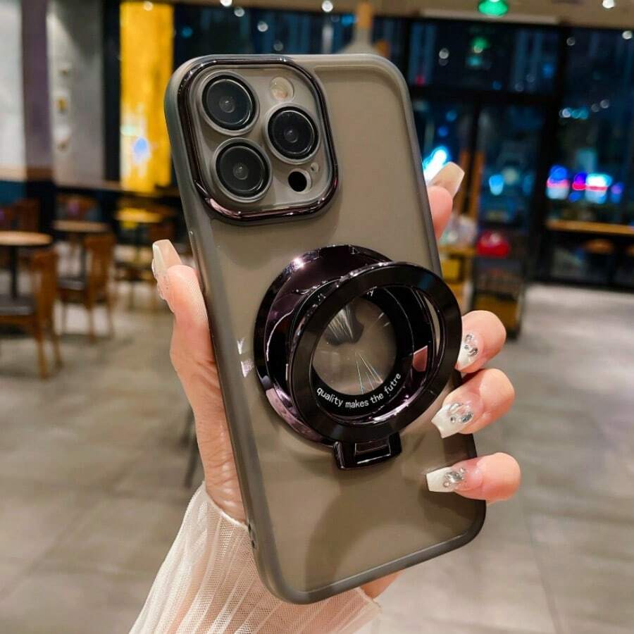 磁吸式 Y2K 手机壳,带镜头保护和支架,兼容 16/15/14/13/12/11/XS/XR/XS Max/Plus/Pro Max,兼容 Galaxy、OPPO Reno、vivo、Redmi、MOTO、Realme 和 Infinix 等手机。 - 黑色 - 查看 1