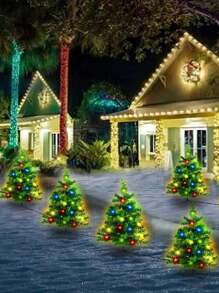 太阳能一到三圣诞树花园灯，IP65 防水太阳能圣诞树灯，用于圣诞装饰户外装饰花园庭院后院草坪公园氛围灯，圣诞感恩节多色闪烁氛围装饰灯。，圣诞装饰户外圣诞灯卧室装饰家居装饰派对装饰节日圣诞礼物感恩节圣诞树装饰饰品