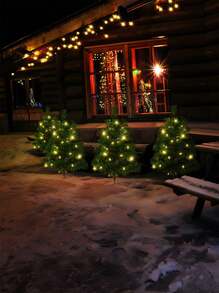太阳能一到三圣诞树花园灯，IP65 防水太阳能圣诞树灯，用于圣诞装饰户外装饰花园庭院后院草坪公园氛围灯，圣诞感恩节多色闪烁氛围装饰灯。，圣诞装饰户外圣诞灯卧室装饰家居装饰派对装饰节日圣诞礼物感恩节圣诞树装饰饰品