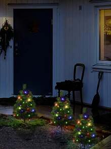 太阳能一到三圣诞树花园灯，IP65 防水太阳能圣诞树灯，用于圣诞装饰户外装饰花园庭院后院草坪公园氛围灯，圣诞感恩节多色闪烁氛围装饰灯。，圣诞装饰户外圣诞灯卧室装饰家居装饰派对装饰节日圣诞礼物感恩节圣诞树装饰饰品