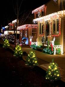 太阳能一到三圣诞树花园灯，IP65 防水太阳能圣诞树灯，用于圣诞装饰户外装饰花园庭院后院草坪公园氛围灯，圣诞感恩节多色闪烁氛围装饰灯。，圣诞装饰户外圣诞灯卧室装饰家居装饰派对装饰节日圣诞礼物感恩节圣诞树装饰饰品