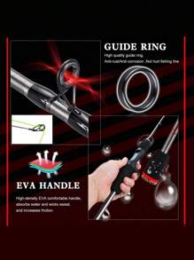 SOUGAYILANG 釣魚竿卷線器組合拋餌鑄造套裝帶釣魚線和魚餌 - 黑色 - 查看 6