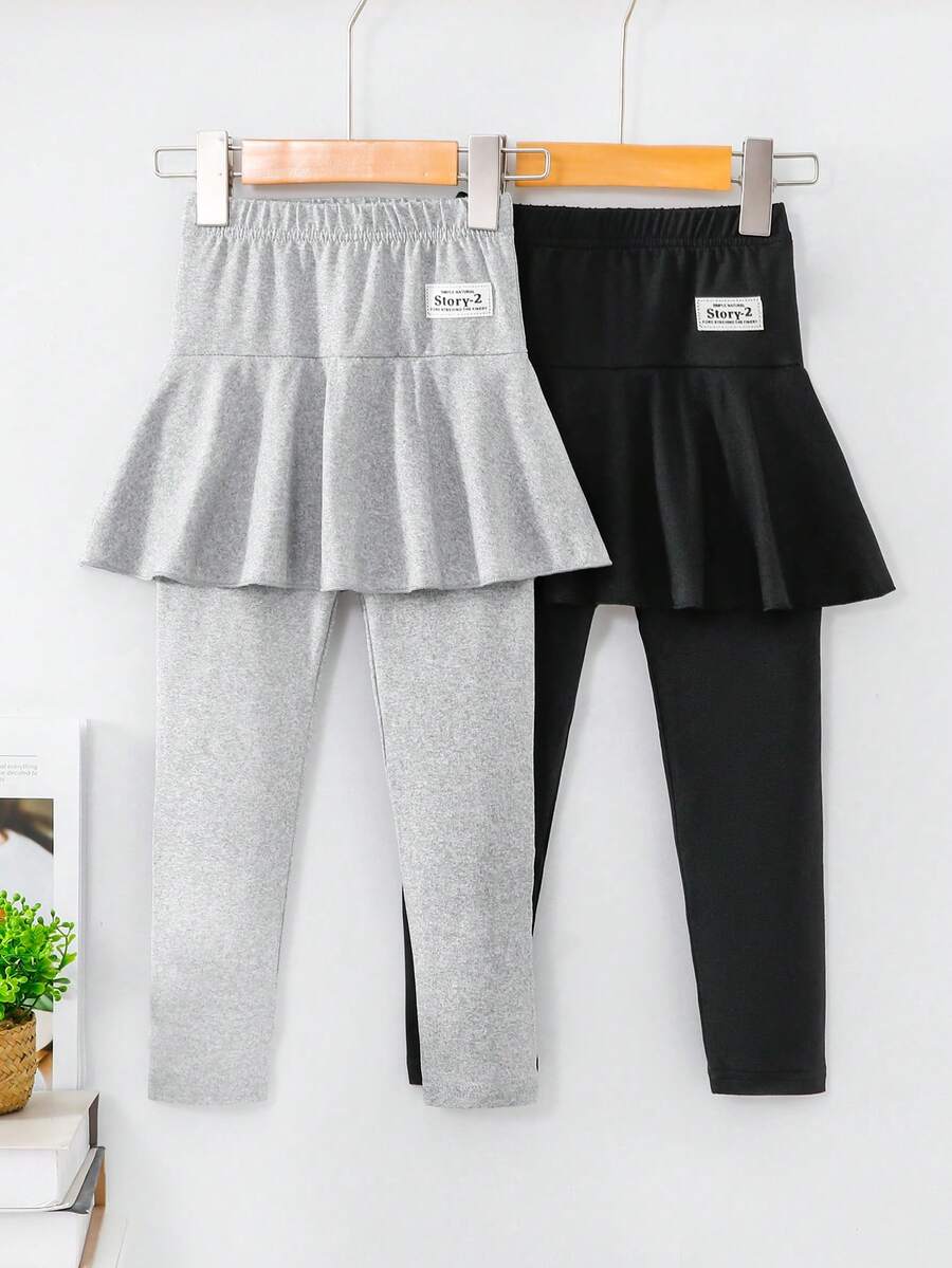 (2 cái/bộ) Quần legging legging màu trơn cho bé gái, Xuân Thu Đông - Nhiều màu - Xem 1