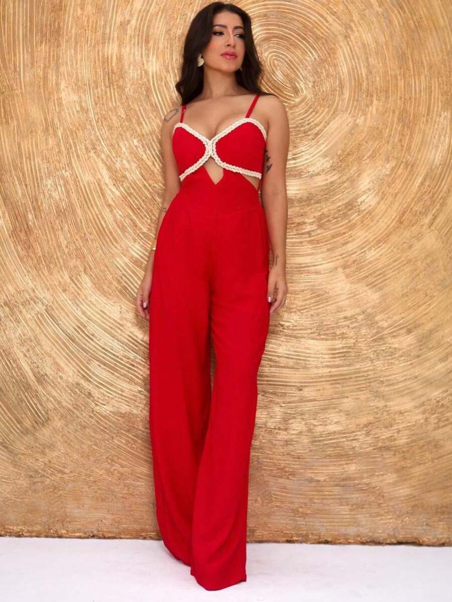 Rope Jumpsuit - 紅色 - 查看 1