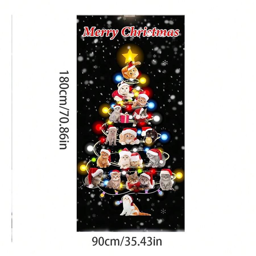1pc Christmas Party Door Decoration Banner, Made Of Polyester Fabric